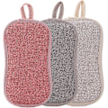 Miniatyrbild 1 av 3: Kit med 3 mikrofiber svamp tvättbar återanvändbar diskborste - dubbelsidig skrubbborste - kök badrum trasa (h)
