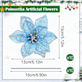Miniatyrbild 2 av 5: 10 st konstgjorda julblommor, julglitter-julstjärneblommor prydnad, konstgjorda kransblommor till jul, blå