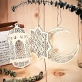 Miniatyrbilde 3 av 4: 2 sett med 6 stk treanheng ornament Ramadan Kareem dekorasjon måne stjerne vindlys form anheng ornament for Ramadan Mubarak Eid dekorasjoner