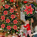 Miniatyrbild 3 av 5: 10 st konstgjorda julblommor, julglitter-julstjärneblommor prydnad, konstgjorda kransblommor till jul, röda