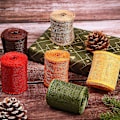 Miniatyrbillede 2 af 5: 6 Ruller 6 Farver Jule Burlap Bånd Linned-lignende Stoffer Bånd Ruller Indpakningsbånd Til Gaveindpakning Diy Gave