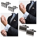 Miniatyrbild 2 av 4: 6 Par Manschettknappar För Män Klassiska Manschettknappar Herrmanschettknappar Smoking Skjorta Manschettknappar För Bröllop Brudgummen Affärer Silver Svart Manschettknappar Set