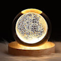 Miniatyrbilde 5 av 5: LED Krystall Bordlampe USB 3D Måne Galaxy Globe Nattelys Juleromdekorasjon Gave (Måne)