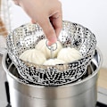 Miniatyrbillede 3 af 4: Køkken Foldbar Dampkurv Dish Damp Rustfrit Stål Madkurv Mesh Grøntsags Dampkoger Dampkoger