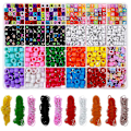Miniatyrbilde 1 av 5: Ponyperler til smykkeproduksjon, armbåndssett med ponyakrylperler, bokstavperler og 10 ruller Niuniu