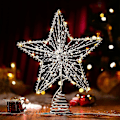 Miniatyrbilde 1 av 5: Juletrær Topper Stjerne - Stjerne Tre Topper Opplyst Med Led Wire