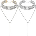 Miniatyrbilde 1 av 5: 2 stykker Rhinestone Tassel Choker Halskjede Multi-lag Bred Krage Halskjeder Tassel Kjede Halskjeder For Kvinner Jenter Favoritt