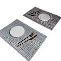 Pikkukuva 5 / 5: 3 kpl PVC- ja polyesteriruokailualuset, 30x45cm (musta, pinkki-harmaa, sininen-harmaa)