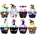 Miniatyrbilde 1 av 5: Halloween Cupcake-dekorasjoner - 48 stk Søte Edderkopp Toppere