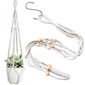 Miniatyrbild 1 av 5: 2 st Macrame Vägghängande Planthållare Växt Hängare Macrame Fläta Vägg Hängande Planthållare Bomullsrep Med Pärla Blomkruka