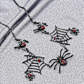 Miniatyrbillede 5 af 5: Personlig Kort Kædekæde Retro Gothic Overdreven Sort Edderkoppespind Halskæde Halloween Gave