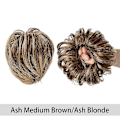 Miniatyrbild 2 av 5: Slarvig Bun Hårlängd Rakt Peruk Bun Hårsnodde Högtemperaturfiber Syntetisk Kort Hästsvans Förlängning, Ask Medium Brun/Ask Blond