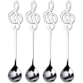 Miniatyrbillede 1 af 5: Kaffeskeer, 4 stk. rustfrit stål kaffeteske musiknote skeer dessertskeer omrøringsskeer