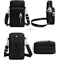 Miniatyrbillede 3 af 5: Kvinder Cross Body Telefon Taske Damer Over Shoulder Tasker 3 Lag Mobiltelefon Taske Pung Nylon Tegnebog til Kvinder Håndtasker, Sort