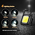 Miniatyrbilde 3 av 5: Mini LED arbeidslys, 4 stk 800 lumen inspeksjonslys oppladbare mini nøkkelring verkstedlampe med magnetkrok, COB 4 moduser lommelykter