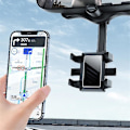 Miniatyrbilde 4 av 4: Biltelefon Navigasjon Brakett Bilstøtte Speilholder 360 Grader Roterbar Inntrekkbar Universal Stativ