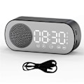 Miniatyrbild 1 av 5: Trådlös Bluetooth-högtalare, Klockradio, Dubbla Alarm Stöd TF-kort Digital Väckarklocka för Hemmakontor, Svart