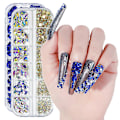 Miniatyrbillede 2 af 5: 3D Glitter Neglekunst AB/Farverige Hotfix Rhinestones Flatback Krystal Diamant Sten Multi Størrelse 12 Gitter, 9