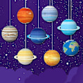 Miniatyrbild 3 av 5: 8-pack planetariska papperslyktor rymdklassrumsdekorationer hängande solsystem planeter lykta planetfesttillbehör