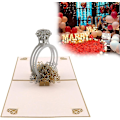 Miniatyrbild 2 av 5: Pop Up Diamant Ring Kort 3D Pop Up Gratulationskort Bröllopskort med Kuvert Par Kärlek Fest Souvenir