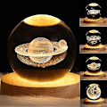 Miniatyrbilde 1 av 5: LED Krystall Bordlampe USB 3D Måne Galaxy Globe Nattelys Juleromdekorasjon Gave (Måne)