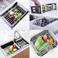Miniatyrbild 4 av 5: Rostfritt Stål Teleskopisk Diskställ Diskställ Justerbar Diskställ Utbyggbar Diskställ Köksdiskställ Organizer för Grönsaker Frukt