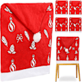 Miniatyrbild 1 av 4: 4-pack Stora Julstolsöverdrag, Mjuka Tomteluvor Stolsöverdrag, Julmatstolsöverdrag, Julstolsöverdrag för Hem, Kök, Matrum Dekoration
