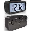 Miniatyrbild 2 av 5: Digital trådlös batteridriven väckarklocka med datum, temperatur, smart ljussensor, 12/24 timmar, snooze för sovrum, kontor 5,31 x 2,95 x 1,77
