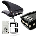 Miniatyrbilde 2 av 5: Universal 3 i 1 hull / standard sim / mikro sim / nano sim kortskjærer for alle sim-kort til smarttelefoner / nettbrett inkl. sim-adapter + 1 sim-kortspor