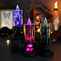 Miniatyrbilde 1 av 5: 3 stk Halloween Flammeløse Lys, Batteridrevet LED-Lys Snøklode Tornadolampe Lilla Lys For Hjem Innendørs Halloween Dekorasjon