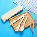 Miniatyrbild 4 av 5: 4-pack Bärbar Plast Reseset med Kniv, Gaffel och Sked i Väska för Camping Picknick, Återanvändbara Skedgaffelset för Utomhusporslin, Miljövänligt, Beige Grön Rosa Blå