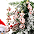 Miniatyrbild 4 av 5: 12 stycken julgodispynt hängande glitter candy cane-pynt julgran godis pepparkaks-pynt med gyllene rep för julparty