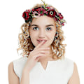 Miniatyrbild 3 av 5: Faux Ros Diadem med Band för Kvinnor Justerbar Blomsterkrona Huvudbonad