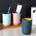 Miniatyrbild 2 av 5: Badrum Mugg Tandborsthållare Koppar Bärbar Munsköljkopp Återanvändbar Vattenkopp för Resor Camping Badrum Städning Badrumstillbehör, Rosa
