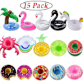 Miniatyrbild 1 av 5: Uppblåsbara Dryckeshållare, 15-pack Dryckesflottar Uppblåsbara Koppsugna Flamingo-Underlägg