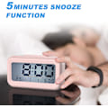 Miniatyrbild 5 av 5: Digital väckarklocka, morgonväckarklocka, tyst batteridriven digital väckarklocka för barn, vuxna, stor LED-display, temperaturkalender, reseväckarklocka