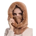 Miniatyrbillede 1 af 4: Vinterhue til kvinder Termisk tørklæde Skiløberhue Siamese Pullover Huer (Khaki)