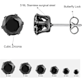 Miniatyrbillede 2 af 3: 6 Par Stud Øreringe Sæt, Klar Cubic Zirconia 316l Rustfrit Stål Øreringe Til Kvinder Til Mænd 3-8mmc Sort Guld