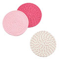 Miniatyrbillede 2 af 3: Sæt af 3 Trivetter i Ren Bomuldstråd Vævet til Madlavning og Bagning (Pink)