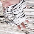 Miniatyrbild 5 av 5: 1 Förpackning Folie Gardiner Metalliska Frans Gardiner Bling Gardiner För Födelsedag Bröllopsfest Jul Dekorationer (silver)