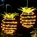 Miniatyrbild 1 av 4: 2-pack solcells drivna metall ananaslampor 60 LED ananas utomhus ljusslingor vattentät sol