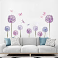 Miniatyrbild 1 av 5: Lila Dandelion Väggdekaler Fjärilar Blommor Väggdekaler för Barn Flickor Sovrum Barnkammare Vardagsrum Väggdekor