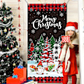 Miniatyrbild 5 av 5: Juldörröverdrag God Jul Dörrbanderoll Bakgrund Buffelrutig Julgran Dörrhängande Överdrag För Jul Vintersemester, 71 X 35 Tum