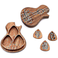 Miniatyrbillede 2 af 4: Guitar Tilbehør Træ Guitar Plektrum Træ Guitar Plektrum Æske Og Plektrum Guitar Plektrum Plektrum Opbevaringsboks En Æske + Tre