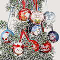 Miniatyrbild 1 av 5: 6 st 7 cm julgransdekoration bollkula tryckt julfest hängande bollburkar present N