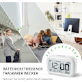 Miniatyrbild 5 av 6: Digital väckarklocka nattduksbord - Batteridriven klocka med LCD-display Volymjusterbar Snooze och helgläge för sovrum skrivbord Resor