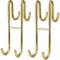 Miniatyrbild 1 av 4: Set med 2 duschdörrkrokar i rostfritt stål för badrum, över den ramlösa glasduschdörren krok för handdukar och rakhållare (guld)