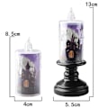 Miniatyrbilde 3 av 5: 3 stk Halloween Flammeløse Lys, Batteridrevet LED-Lys Snøklode Tornadolampe Lilla Lys For Hjem Innendørs Halloween Dekorasjon
