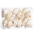 Miniatyrbild 2 av 2: Julgranskulor Vita Gyllene Polyfoam Tyg Lasso 6 x 6 x 6 cm (6 stycken)