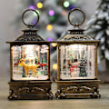 Miniatyrbild 3 av 5: Julgran Lykta Ornament med Retro Ram Träd Snögubbe Älg Staty Nattlampa Skrivbordsdekoration (Julgran)